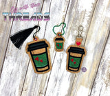 DIGITAL DOWNLOAD Applique Coffee Cup Set Snap Tab Bookmark Eyelet Charm