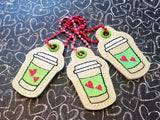 DIGITAL DOWNLOAD Applique Coffee Cup Set Snap Tab Bookmark Eyelet Charm