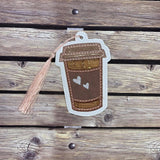 DIGITAL DOWNLOAD Applique Coffee Cup Set Snap Tab Bookmark Eyelet Charm