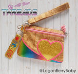 DIGITAL DOWNLOAD Heart Frame Applique Zipper Bag Lined and Unlined