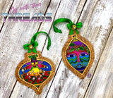 DIGITAL DOWNLOAD 4x4 Applique Ornament 2 Piece Set