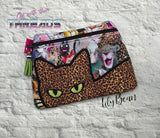 DIGITAL DOWNLOAD Black Cat Clutch Applique Zipper Bag Lined and Unlined