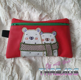 DIGITAL DOWNLOAD Cozy Bears Clutch Applique Zipper Bag Lined and Unlined