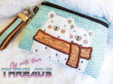 DIGITAL DOWNLOAD Cozy Bears Clutch Applique Zipper Bag Lined and Unlined