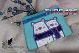 DIGITAL DOWNLOAD Cozy Bears Clutch Applique Zipper Bag Lined and Unlined