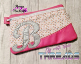 DIGITAL DOWNLOAD Letter B Clutch Applique Zipper Bag Lined and Unlined Alphabet