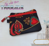 DIGITAL DOWNLOAD Letter Q Clutch Applique Zipper Bag Lined and Unlined Alphabet