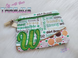 DIGITAL DOWNLOAD Letter W Clutch Applique Zipper Bag Lined and Unlined Alphabet