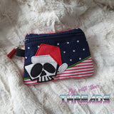 DIGITAL DOWNLOAD Santa Skull  Clutch Applique Zipper Bag Lined and Unlined