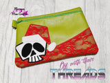 DIGITAL DOWNLOAD Santa Skull  Clutch Applique Zipper Bag Lined and Unlined
