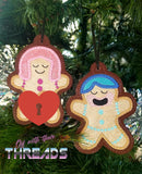 DIGITAL DOWNLOAD Naughty Gingerbread Couple Ornament Set Eat Me Applique