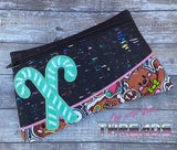 DIGITAL DOWNLOAD Candy Cane Clutch Applique Zipper Bag Lined and Unlined