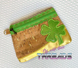 DIGITAL DOWNLOAD Clover Shamrock Clutch Applique Zipper Bag Lined and Unlined