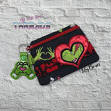 DIGITAL DOWNLOAD Valentine Heart Clutch Applique Zipper Bag Lined and Unlined