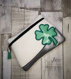 DIGITAL DOWNLOAD Clover Shamrock Clutch Applique Zipper Bag Lined and Unlined