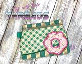DIGITAL DOWNLOAD Applique Donut Clutch Zipper Bag Lined and Unlined