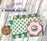 DIGITAL DOWNLOAD Applique Donut Clutch Zipper Bag Lined and Unlined