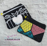 DIGITAL DOWNLOAD Skelly Clutch Applique Zipper Bag Lined and Unlined