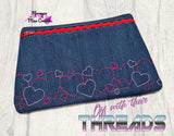 DIGITAL DOWNLOAD Heart Border Clutch Zipper Bag Lined and Unlined