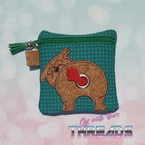DIGITAL DOWNLOAD 5x5 ITH Bulldog Dog Poo Zipper Bag Lined and Unlined