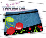 DIGITAL DOWNLOAD Cherry Cherries Clutch Applique Zipper Bag Lined and Unlined