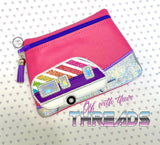 DIGITAL DOWNLOAD Applique Camper Clutch Zipper Bag Lined and Unlined