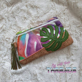 DIGITAL DOWNLOAD Applique Monstera Leaf Clutch Zipper Bag Lined and Unlined