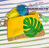 DIGITAL DOWNLOAD Applique Monstera Leaf Clutch Zipper Bag Lined and Unlined