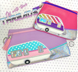 DIGITAL DOWNLOAD Applique Camper Clutch Zipper Bag Lined and Unlined