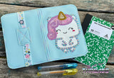 DIGITAL DOWNLOAD Applique Unicorn Mini Comp Notebook Holder Cover
