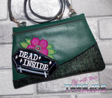 DIGITAL DOWNLOAD Applique Dead Inside Coffin Clutch Zipper Bag Lined and Unlined