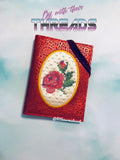 DIGITAL DOWNLOAD Applique Cross Stitch Rose A6 Notebook Holder Cover