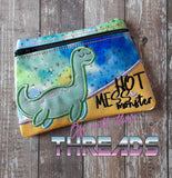 DIGITAL DOWNLOAD Hot Mess Monster Clutch Applique Zipper Bag Lined and Unlined