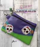 DIGITAL DOWNLOAD Applique Sugar Skull Clutch Zipper Bag Lined and Unlined