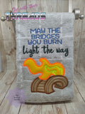 DIGITAL DOWNLOAD Burning Bridges Applique Dark Humor 4 SIZES INCLUDED