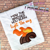 DIGITAL DOWNLOAD Burning Bridges Applique Dark Humor 4 SIZES INCLUDED