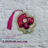 DIGITAL DOWNLOAD Applique Skull Donut Bookmark Gift Tag Ornament
