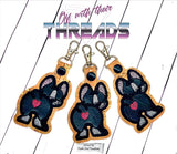 DIGITAL DOWNLOAD Applique Boston Terrier Snap Tab Key Chain