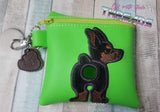 DIGITAL DOWNLOAD 5x5 ITH Applique Doberman Bum Poo Zipper Bag Lined and Unlined Sketchy Fill