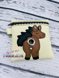 DIGITAL DOWNLOAD 5x5 ITH Applique Horse Poo Zipper Bag Lined and Unlined