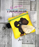 DIGITAL DOWNLOAD 5x5 ITH Applique Monkey Bum Poo Zipper Bag Lined and Unlined 2021