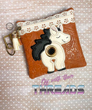 DIGITAL DOWNLOAD 5x5 ITH Applique Horse Poo Zipper Bag Lined and Unlined