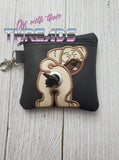 DIGITAL DOWNLOAD 5x5 ITH Applique Pug Poo Zipper Bag Lined and Unlined