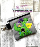 DIGITAL DOWNLOAD 5x5 ITH Applique Dragon Bum Poo Zipper Bag Lined and Unlined 2021