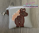 DIGITAL DOWNLOAD 5x5 ITH Applique Horse Poo Zipper Bag Lined and Unlined