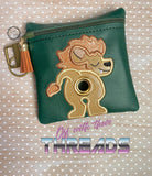 DIGITAL DOWNLOAD 5x5 ITH Applique Lion Poo Zipper Bag Lined and Unlined