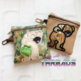 DIGITAL DOWNLOAD 5x5 ITH Applique Pug Poo Zipper Bag Lined and Unlined