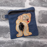 DIGITAL DOWNLOAD 5x5 ITH Applique Pug Poo Zipper Bag Lined and Unlined