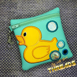 DIGITAL DOWNLOAD 5x5 ITH Applique Rubber Duck Zipper Bag Lined and Unlined 2021