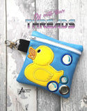 DIGITAL DOWNLOAD 5x5 ITH Applique Rubber Duck Zipper Bag Lined and Unlined 2021